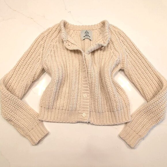 Urban Outfitters x UNIF Wool Blend Sz S Women's Cream Cropped Cardigan Sweater - Picture 1 of 10